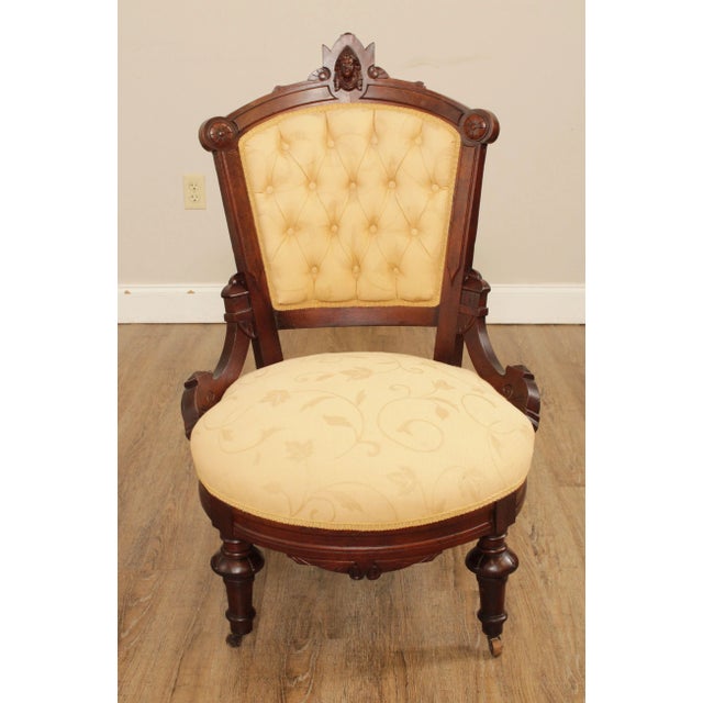 Antique Victorian His & Hers Walnut Armchairs - A Pair For Sale - Image 9 of 13