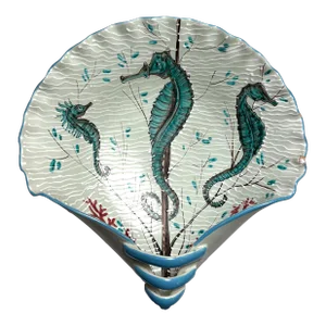 Italian Hand Painted Pottery With Seahorse