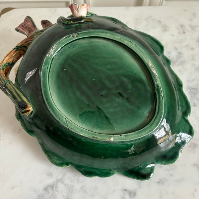 19th Century Majolica Multicolor Floral Bird Platter For Sale - Image 9 of 9