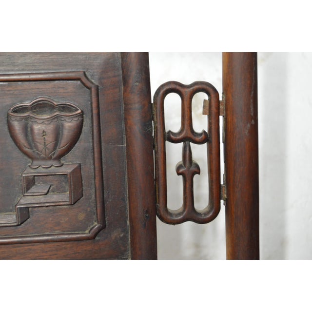 Yumu Wood Chinese Chair With Hand-Carved Décor and Lacquered Finish For Sale - Image 4 of 9