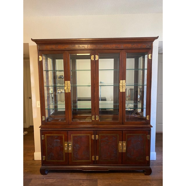1980s Drexel Heritage Cherry Wood China Display Cabinet For Sale - Image 10 of 10