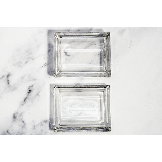Glass Heavy Crystal Glass Antique Jewelry Box Art Deco Monogrammed Br Trinket Box Luxury Home Decor For Sale - Image 7 of 13