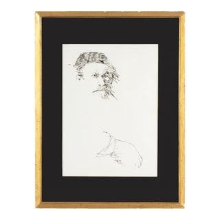 Abstract Ink Portrait Drawing by James L. Bruch For Sale