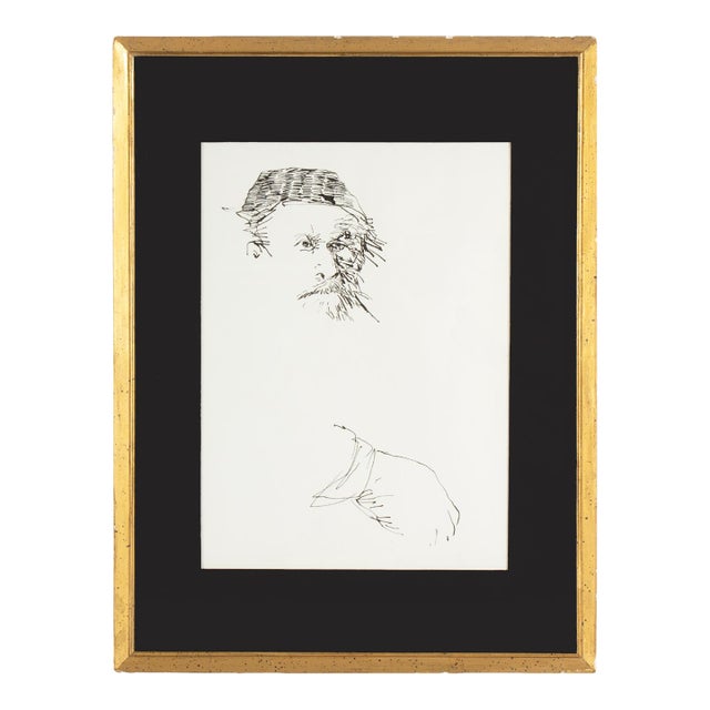 Abstract Ink Portrait Drawing by James L. Bruch For Sale