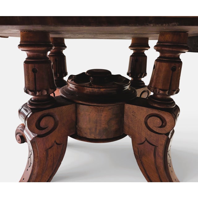 Antique Oval Burlwood Coffee Table With Marquetry Inlay and Scalloped Edge For Sale - Image 13 of 16
