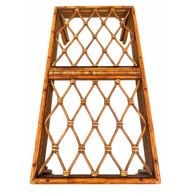 Vintage Split Bamboo & Rattan Glass Top Coffee Table | Coastal Hollywood Regency Woven Cane Style For Sale - Image 10 of 10