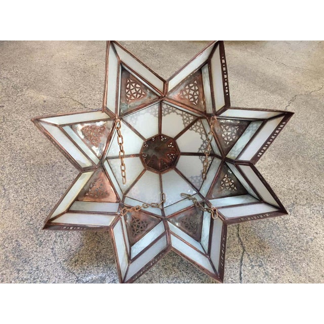 Islamic Moroccan Moorish Star Shape Frosted Glass Lantern Light Shade For Sale - Image 3 of 17