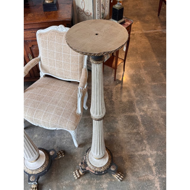Pair Neoclassical Painted and Gilt Pedestals For Sale - Image 11 of 11