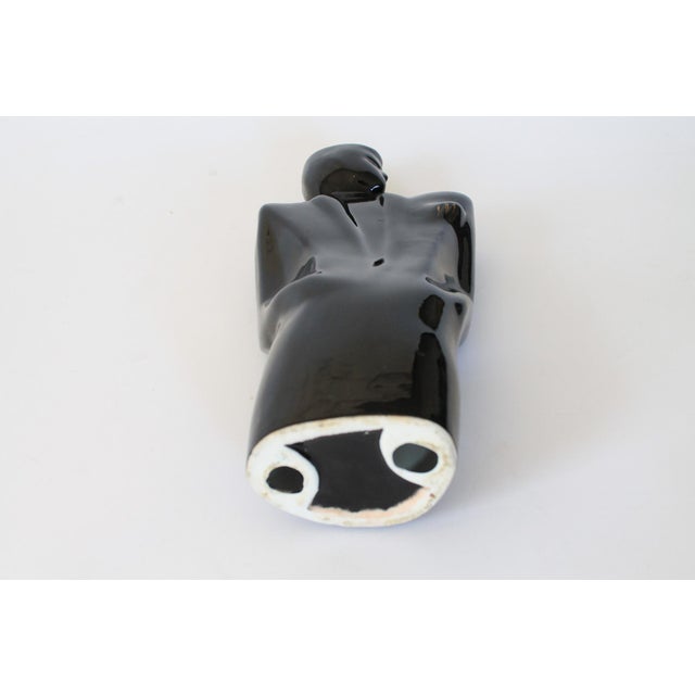Ceramic Vintage Postmodern Black Ceramic Figure For Sale - Image 7 of 11