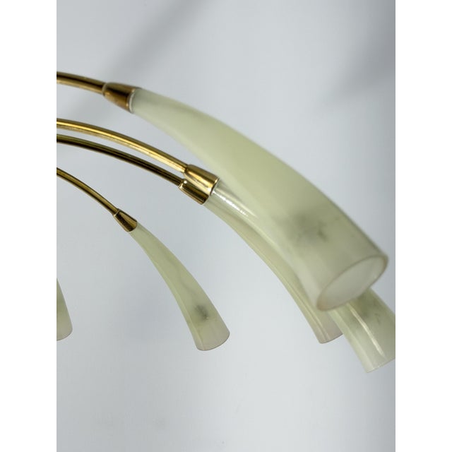 12-Light Spider Hanging Lamp in Brass and Murano Glass in the style of Ercole Barovier, 1950 For Sale - Image 10 of 15