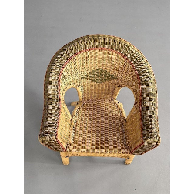 Mid 20th Century Art Deco Style Rattan Cabriolet Armchair, 1940s For Sale - Image 5 of 7