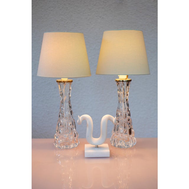 Crystal Glass Table Lamps by Carl Fagerlund for Orrefors, Sweden, Set of 2 For Sale - Image 10 of 13