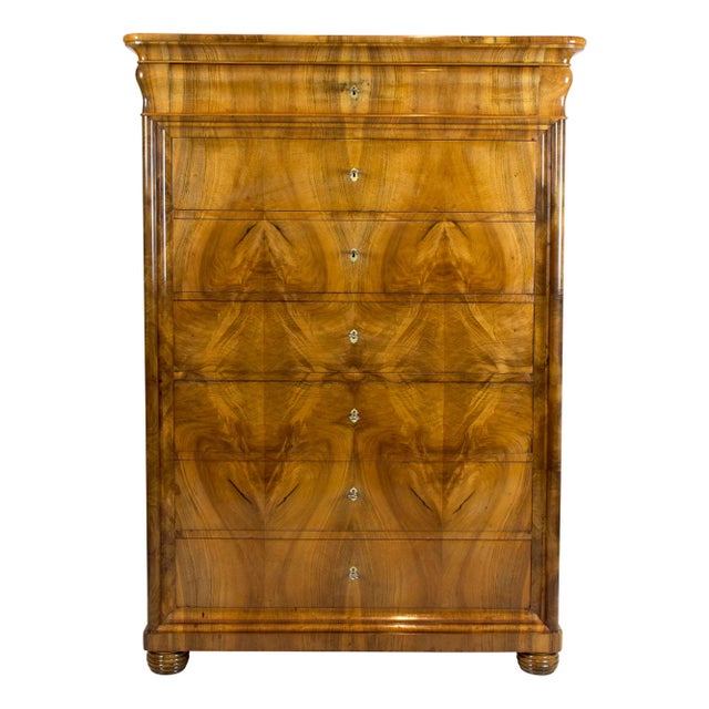 19th Century Biedermeier Walnut Chiffonier or High Chest of Drawers For Sale - Image 11 of 12