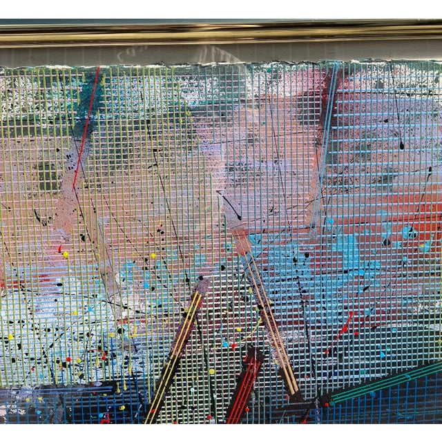 Paul Maxwell, Large Modern Abstract Cast Stencil Painting Paul Maxwell Mod Constructivist Neon, 1988 For Sale - Image 10 of 11