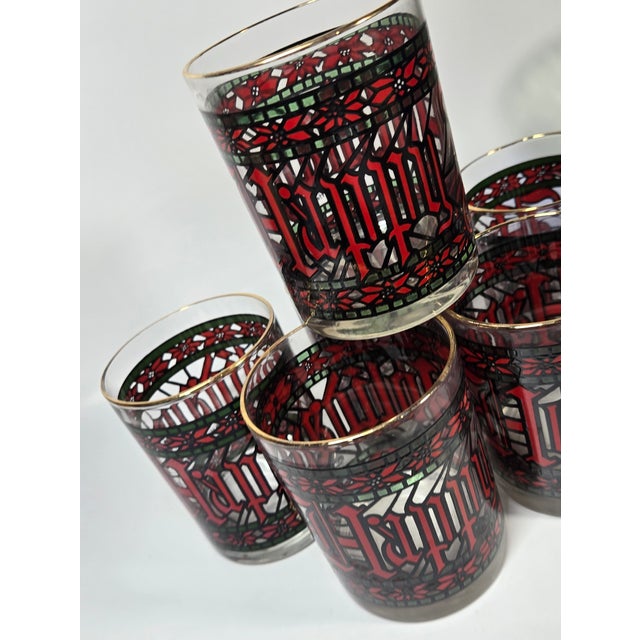 Vintage Houze Happy Holidays Double Old Fashioned Glasses- Set of Six For Sale - Image 9 of 13