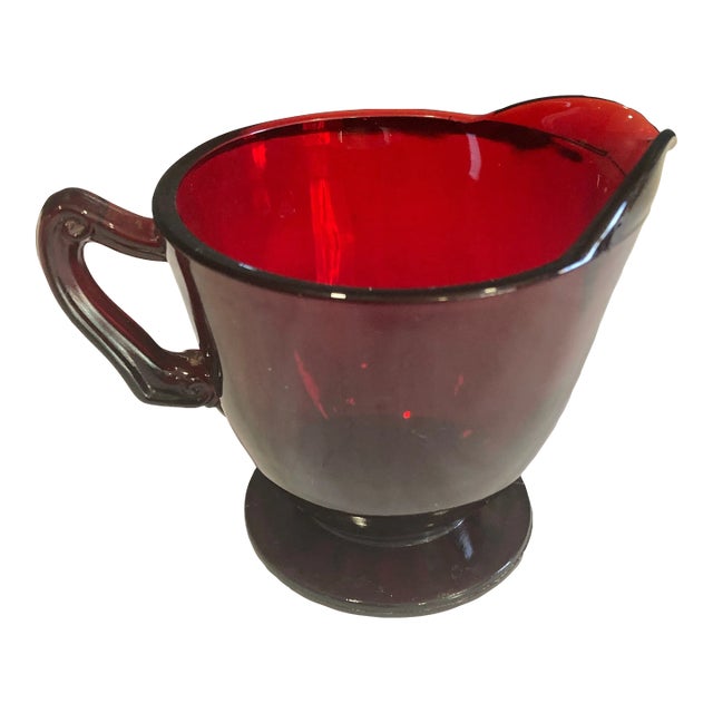 Mid-Century Ruby Red Glass Creamer For Sale