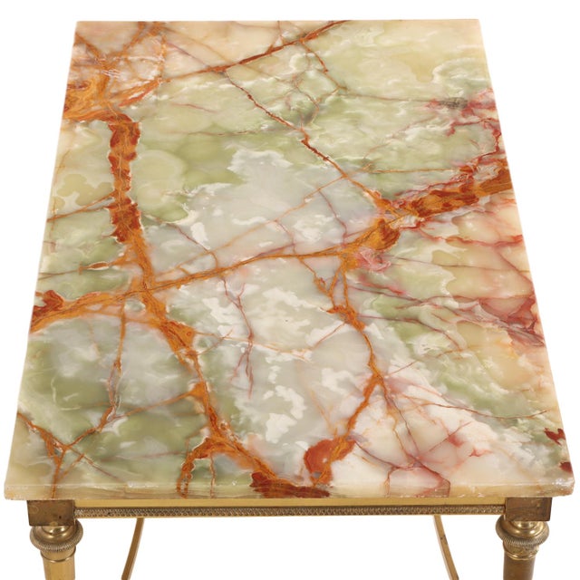 Neoclassical French Brass and Onyx Coffee Table in the Manner of Maison Jansen, C. 1950 For Sale - Image 3 of 4
