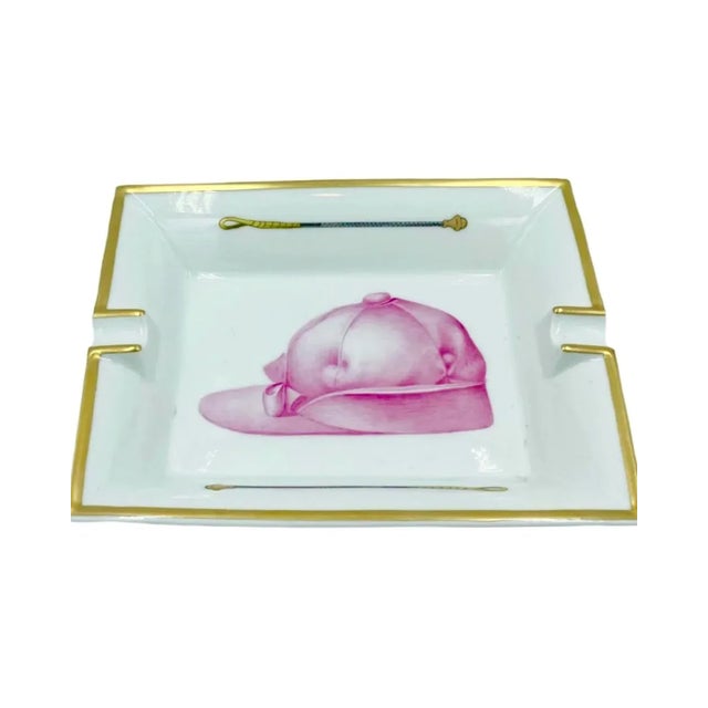 Vintage Hermès Paris Equestrian Pink Jockey Cap Porcelain Ashtray Catchall Dish For Sale - Image 12 of 13