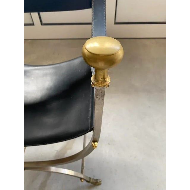 Mid 20th Century Mid 20th Century Maison Jansen Savonarola Chair in Original Leather For Sale - Image 5 of 12