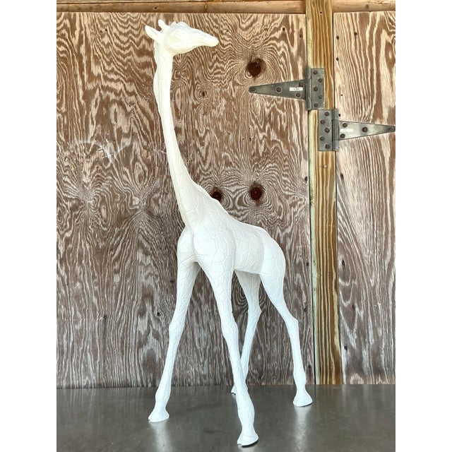 Sculpture Materials Late 20th Century Vintage Boho Plaster Giraffe For Sale - Image 7 of 9