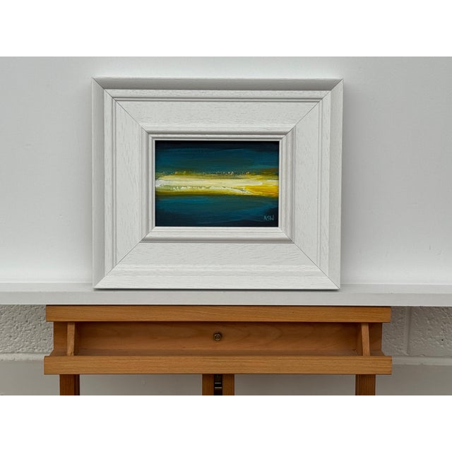 Turquoise Golden Horizon - Miniature Abstract Landscape Art Study by Contemporary Artist, 2025 For Sale - Image 8 of 14
