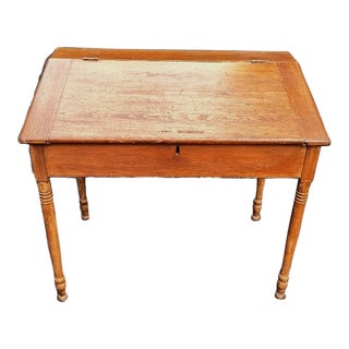 Antique 19th Century Pine School Masters or Shopkeepers Slant Front Desk For Sale