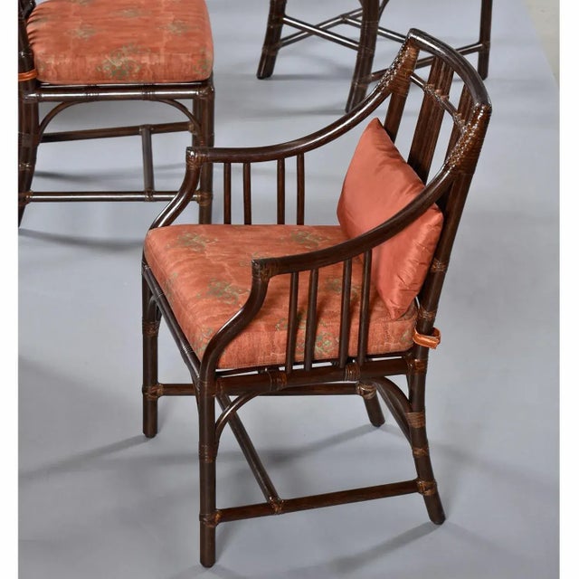 Chippendale 6 Mid-Century McGuire Balboa Chairs in Dark Tobacco Finish For Sale - Image 3 of 17