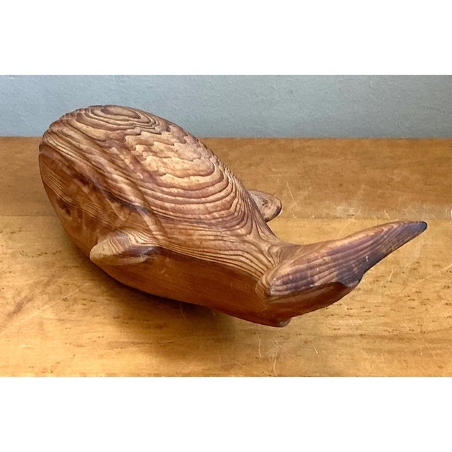 Vintage Carved Wood Whale Sculpture For Sale - Image 11 of 15