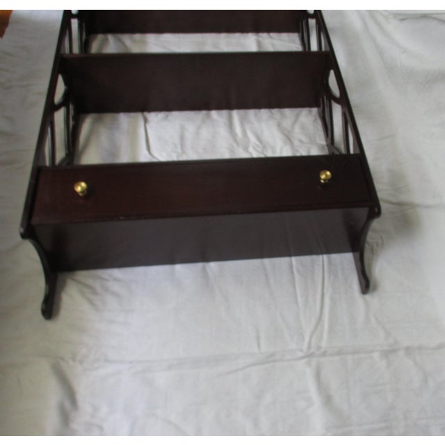 Wood Vintage Bombay Mahogany Regency Wall Shelf With Drawer and Lattice Sides For Sale - Image 7 of 10