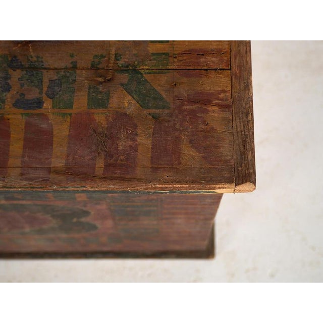 Large Antique Hand Painted Trunk, 1900s For Sale - Image 17 of 18