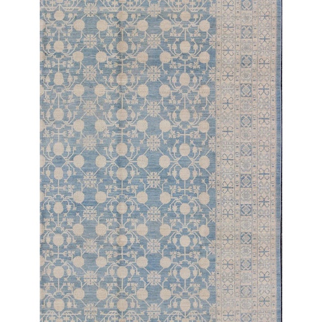 Modern Pomegranate Design Modern Khotan Lt Blue Rug by Keivan Woven Arts 8'7 X 12'5 For Sale - Image 3 of 10