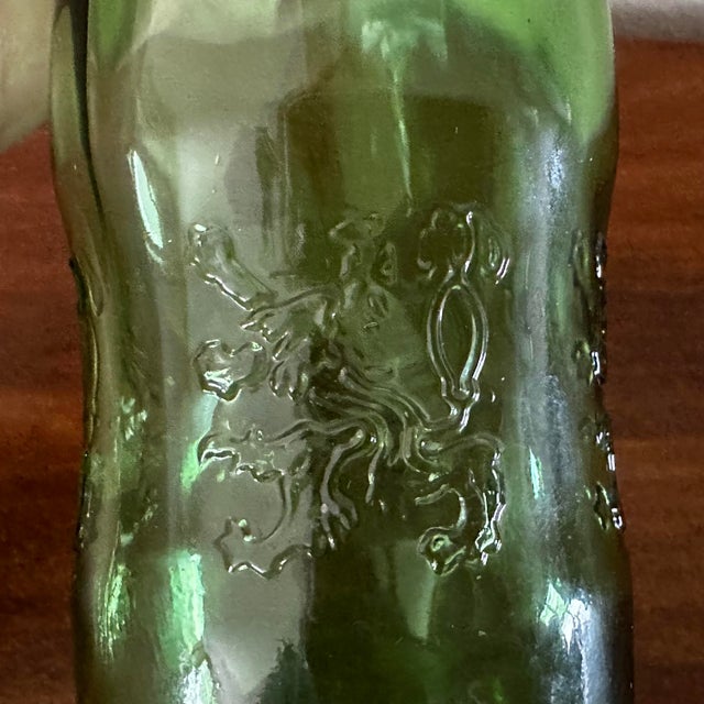 Green Vintage Early 20th Century Schweppes Green Glass Bottle Embossed With the Royal British Warrant Lion Crest For Sale - Image 8 of 13