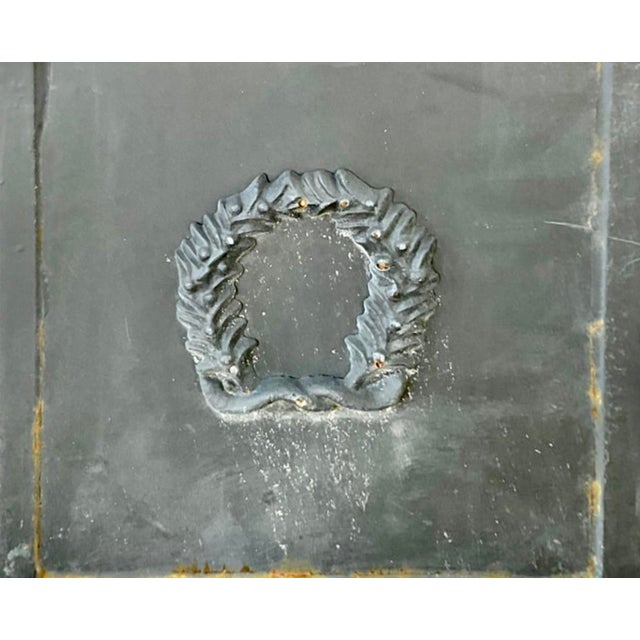Gray Neoclassical Metal Planters With Laurel Wreath Motif, Pair For Sale - Image 8 of 11