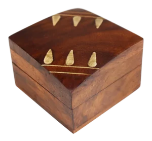 Vintage Hand Made Carved Inlaid Ring Jewelry Wooden Box