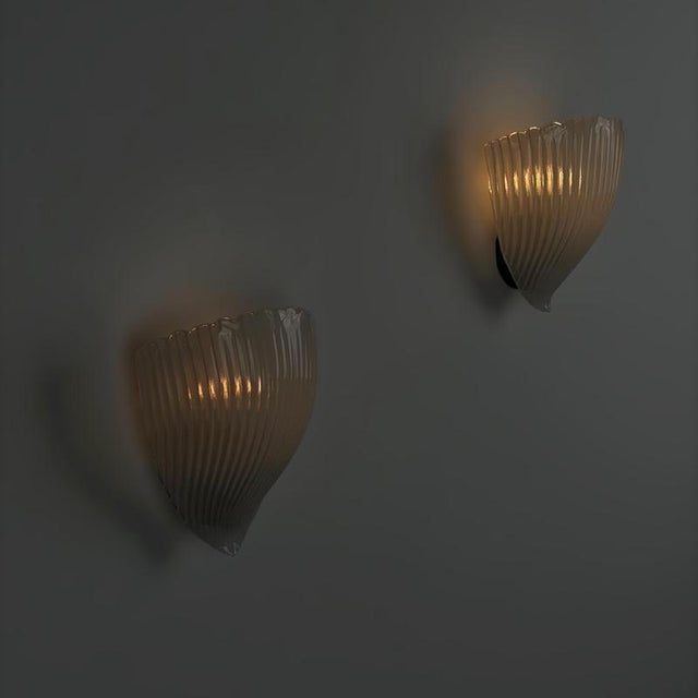 Venini Model 5777 Reticello Wall Sconces attributed to Carlo Scarpa for Venini, 1930s, Set of 2 For Sale - Image 4 of 18