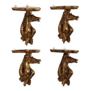 Group of Four Antique Italian Seahorse Wall Brackets