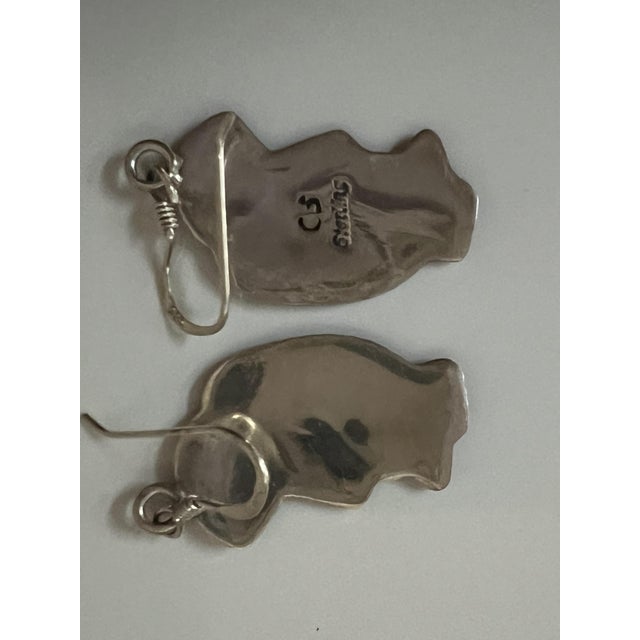 Native American Style Earrings Featuring a Kokopelli Design, Crafted From Sterling Silver For Sale - Image 4 of 4