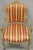 French Vintage French Louis XV Style Green & Pink Painted Arm Chair W/ Striped Fabric For Sale - Image 3 of 12