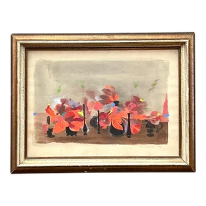 Vintage Boho 1963 Still Life Oil on Paper