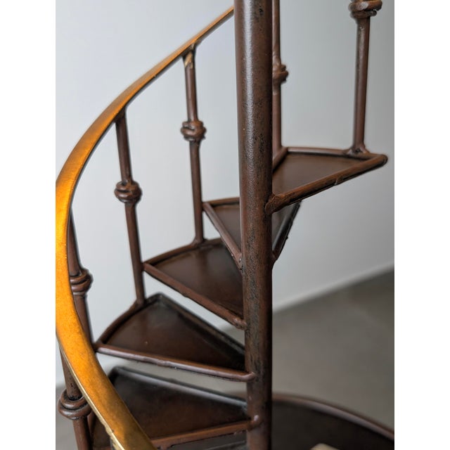 Mid-Century French Iron and Brass Floor Lamp with Spiral Staircase, 1950s For Sale - Image 15 of 18