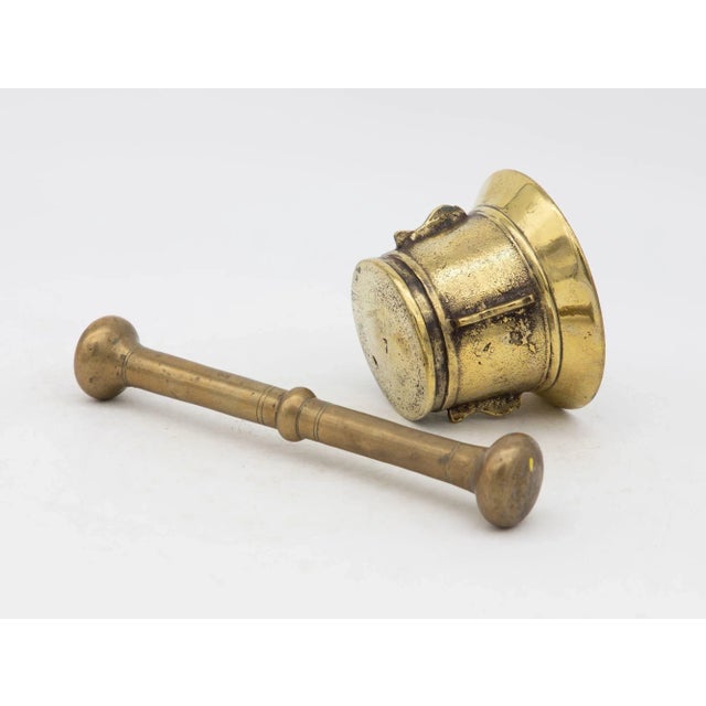 Antique Vintage Brass Mortar and Pestle For Sale In New York - Image 6 of 8