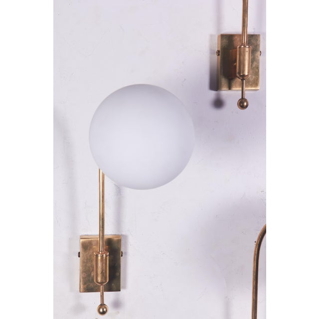 Mid-Century Modern Brass Wall Lights in the style of Stilnovo, 1950s, Set of 4 For Sale - Image 3 of 17