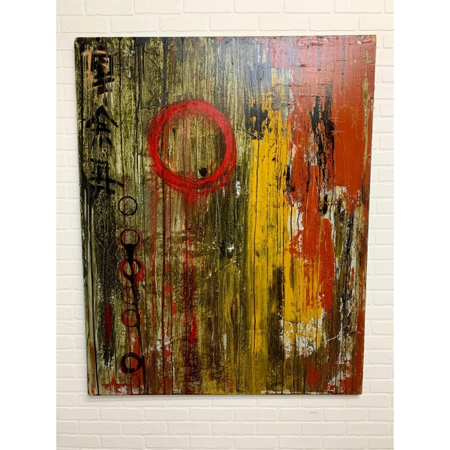 Layers of paper and paint make this artwork stand out on it's own. Unsigned.