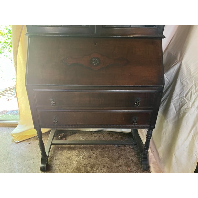 American Antique Mahogany Secretary Desk For Sale - Image 3 of 12