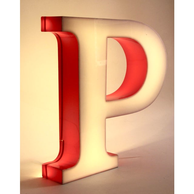 Large Mid-Century Modern Illuminated Letter P, 1970s For Sale - Image 9 of 9