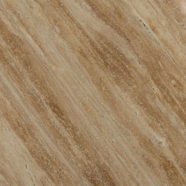 Modern Round Travertine & Cane Coffee Table For Sale - Image 4 of 4