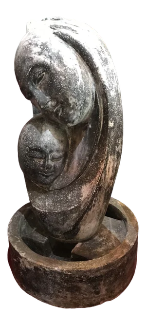 Concrete Mother & Child Sculptural Fountain