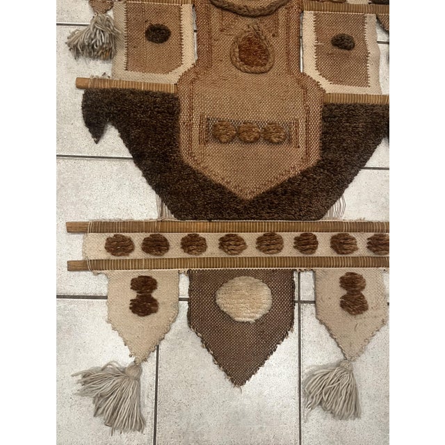 Mid-Century Modern MCM Fiber Art Wall Hanging For Sale - Image 3 of 15