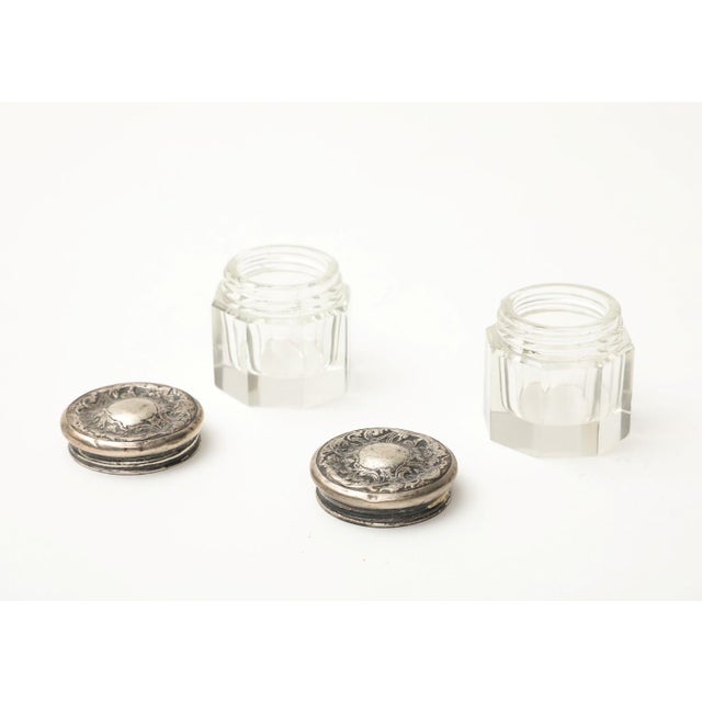 Pair of 19th C. Cut Glass and Silver Jars