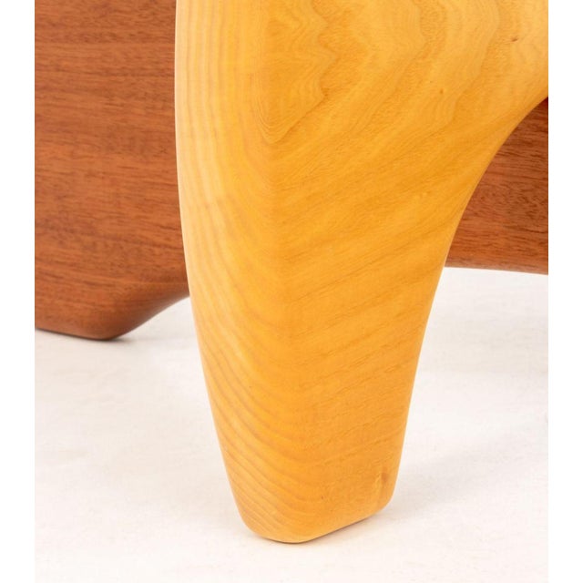 Wood Noguchi Style Glass Top & Wood Coffee Table For Sale - Image 7 of 8